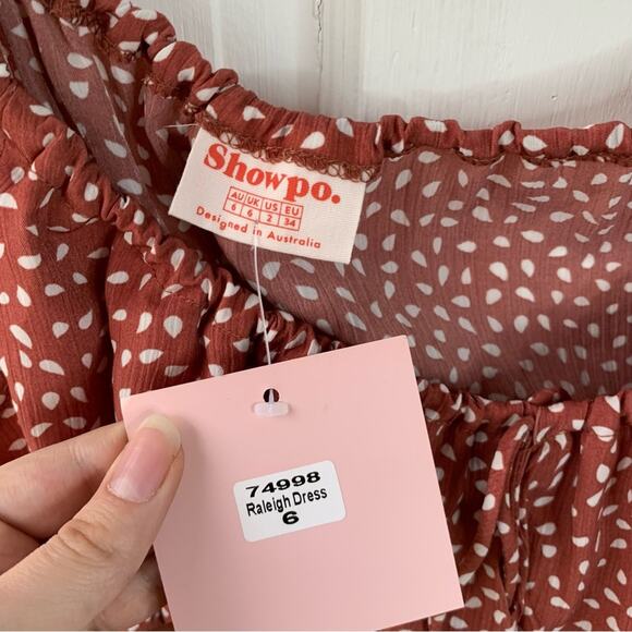 Showpo Raleigh Polka Dot Sweetheart Dusty Rose Mini Dress, Size 2 - Picture 3 of 8